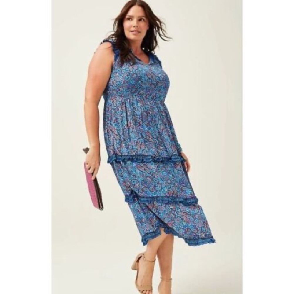 Floral Blue Sleeveless Dress